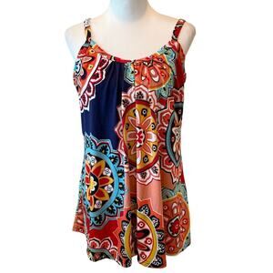 V FOR CITY tank top with shelf bra adjustable straps mandala womens plus size 2x